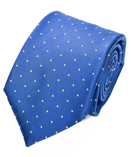 Franco Spada ( フランコスパダ ) クラシックサテン小ドットネクタイ：ロイヤルブルー×イエロー