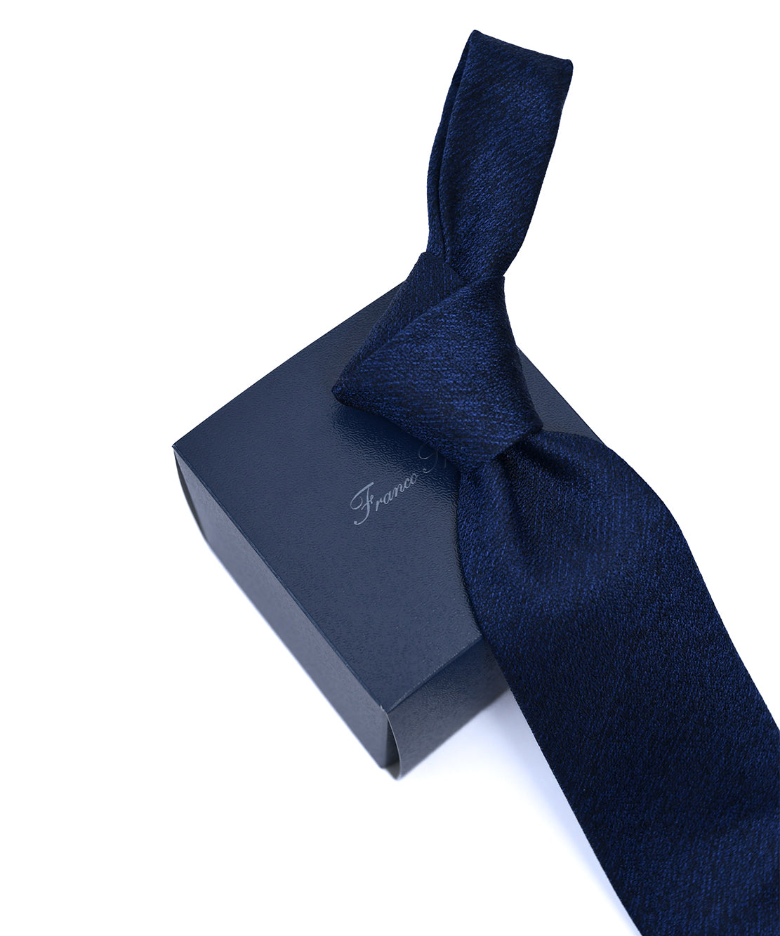 Franco Spada ( フランコスパダ ) ヴィンテージ調梨地ミックス無地ネクタイ：ネイビー