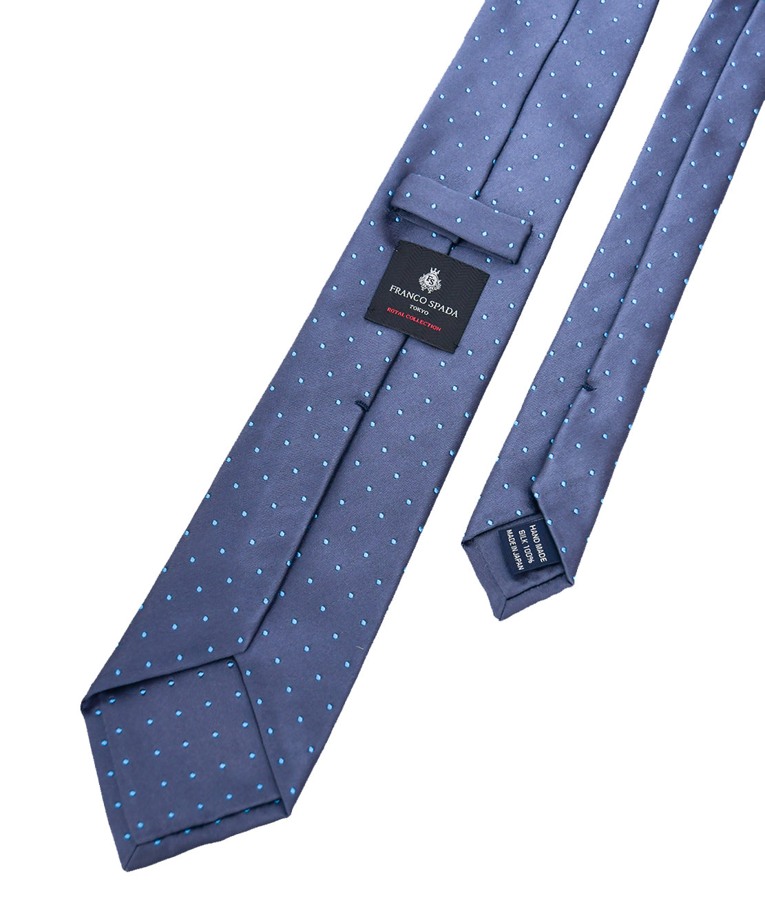 Franco Spada ( フランコスパダ ) クラシックサテン小ドットネクタイ：スチールグレー×ターコイズ