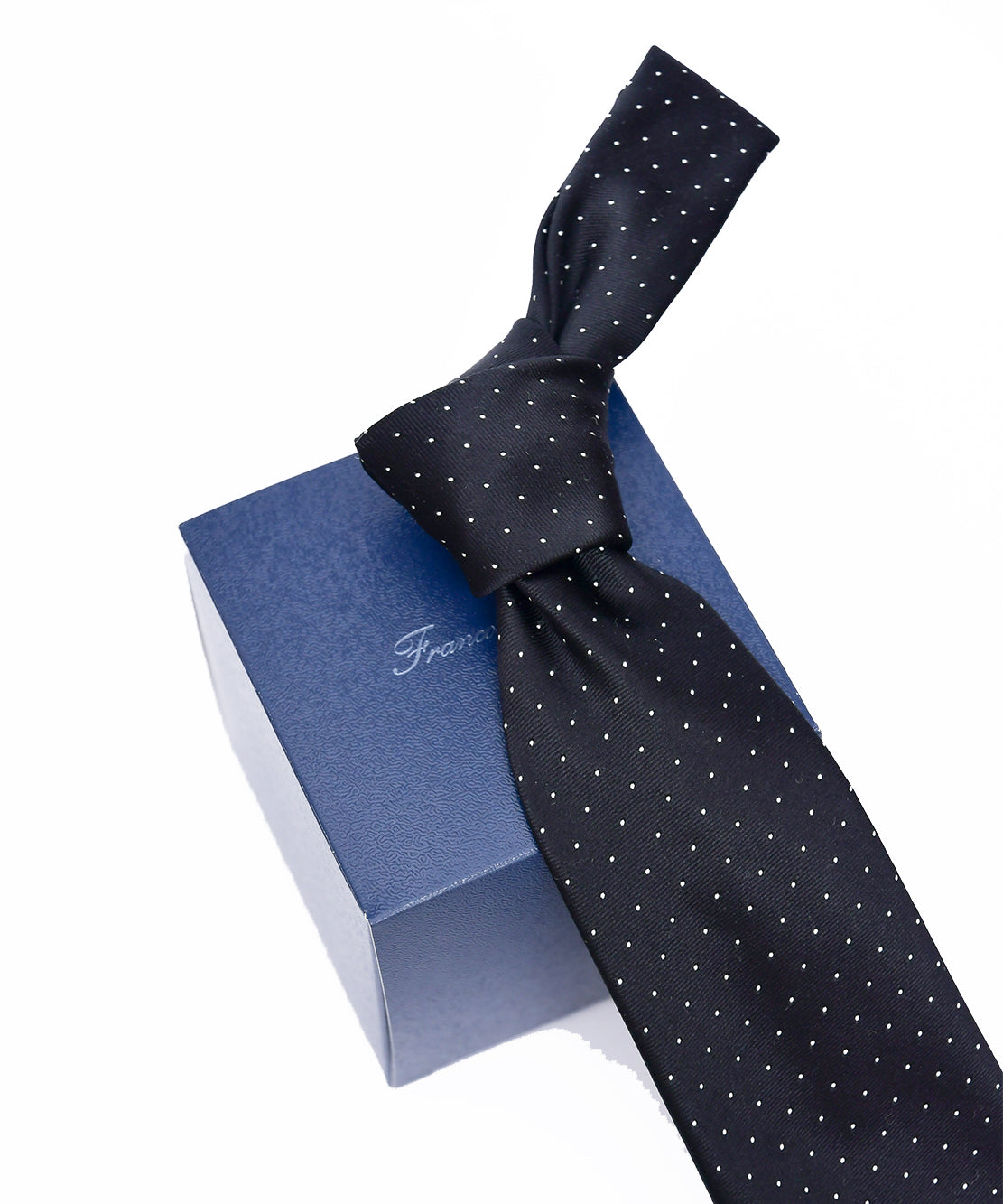 Franco Spada ( フランコスパダ )  ベーシックサテンピンドットネクタイ：ブラック×ホワイト