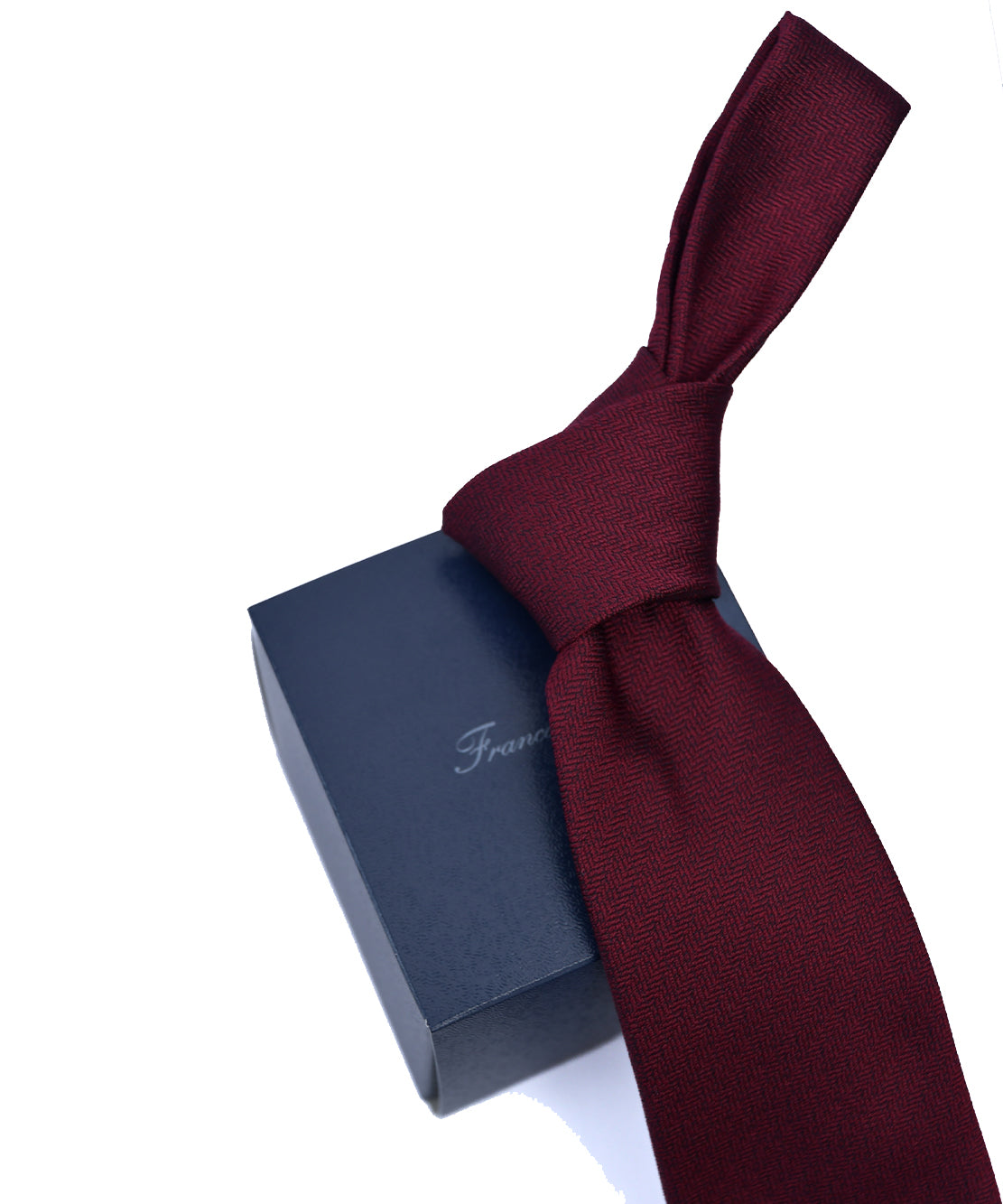 Franco spada (フランコスパダ) ミニヘリンボーン無地ネクタイ：ボルドー