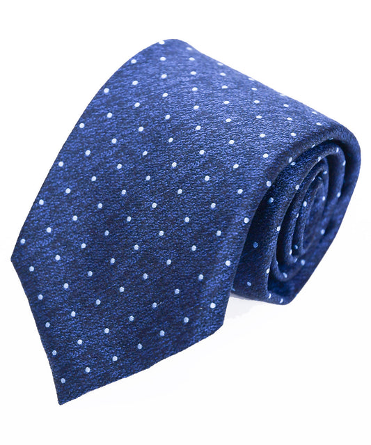 Franco Spada ( フランコスパダ )  ヴィンテージ梨地メランジ調小ドットネクタイ：ネイビー×サックスブルー
