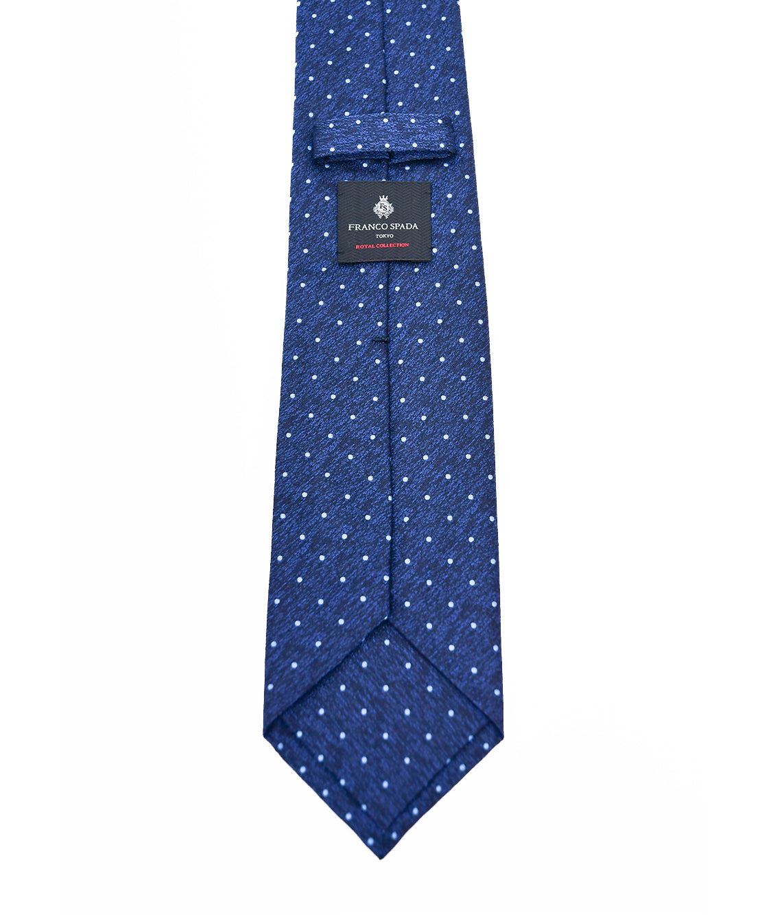 Franco Spada ( フランコスパダ )  ヴィンテージ梨地メランジ調小ドットネクタイ：ネイビー×サックスブルー