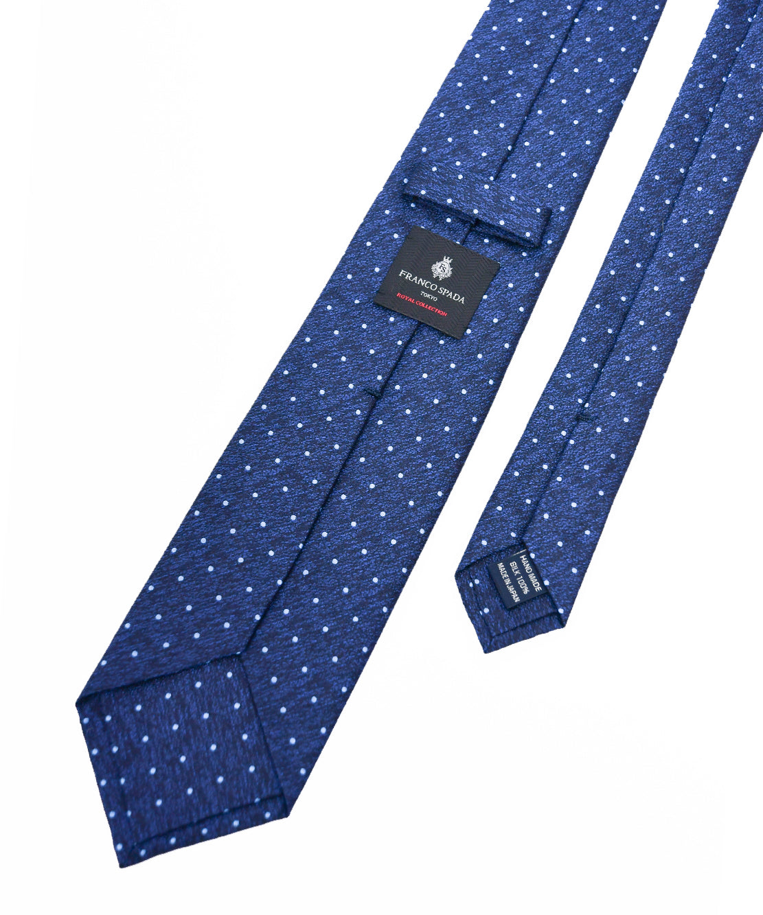 Franco Spada ( フランコスパダ )  ヴィンテージ梨地メランジ調小ドットネクタイ：ネイビー×サックスブルー