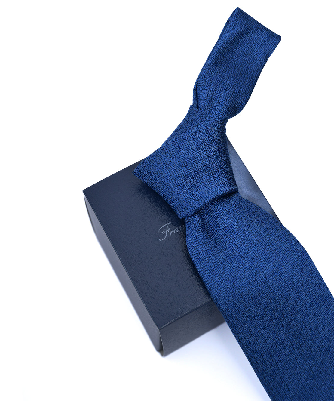 Franco spada (フランコスパダ) ミニヘリンボーン無地ネクタイ：ミディアムブルー