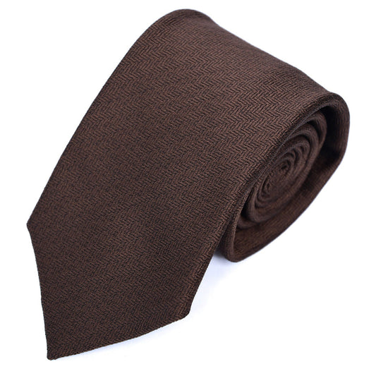 Franco spada (フランコスパダ) ミニヘリンボーン無地ネクタイ：ブラウン