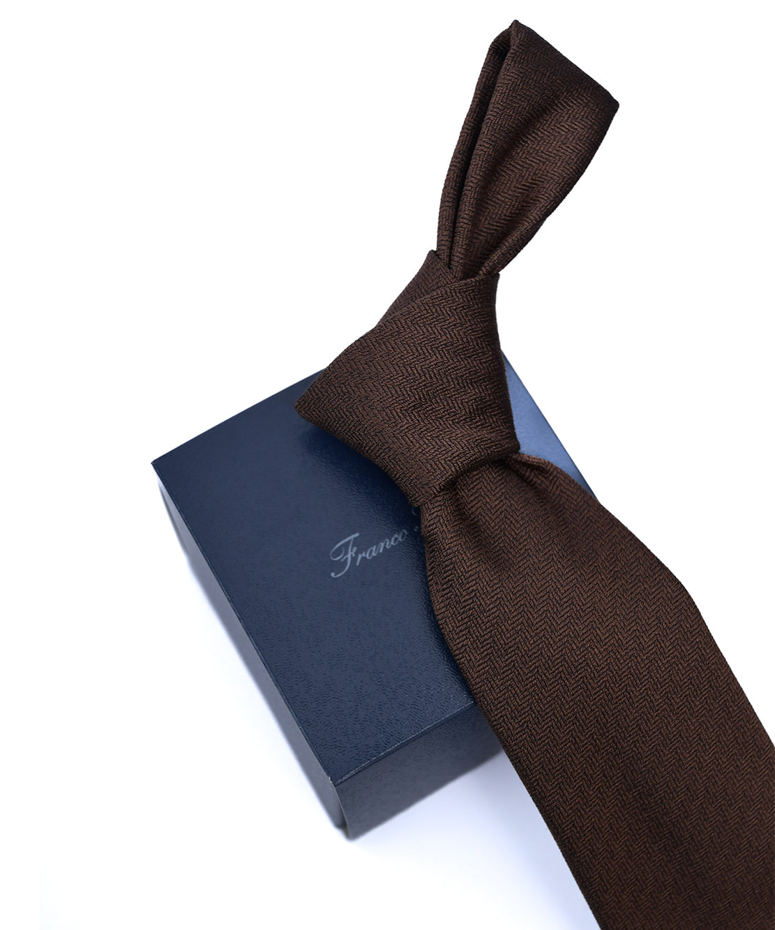 Franco spada (フランコスパダ) ミニヘリンボーン無地ネクタイ：ブラウン