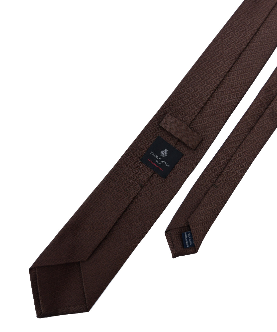 Franco spada (フランコスパダ) ミニヘリンボーン無地ネクタイ：ブラウン