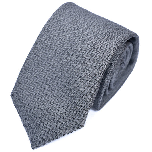 Franco spada (フランコスパダ) ミニヘリンボーン無地ネクタイ：ライトグレー