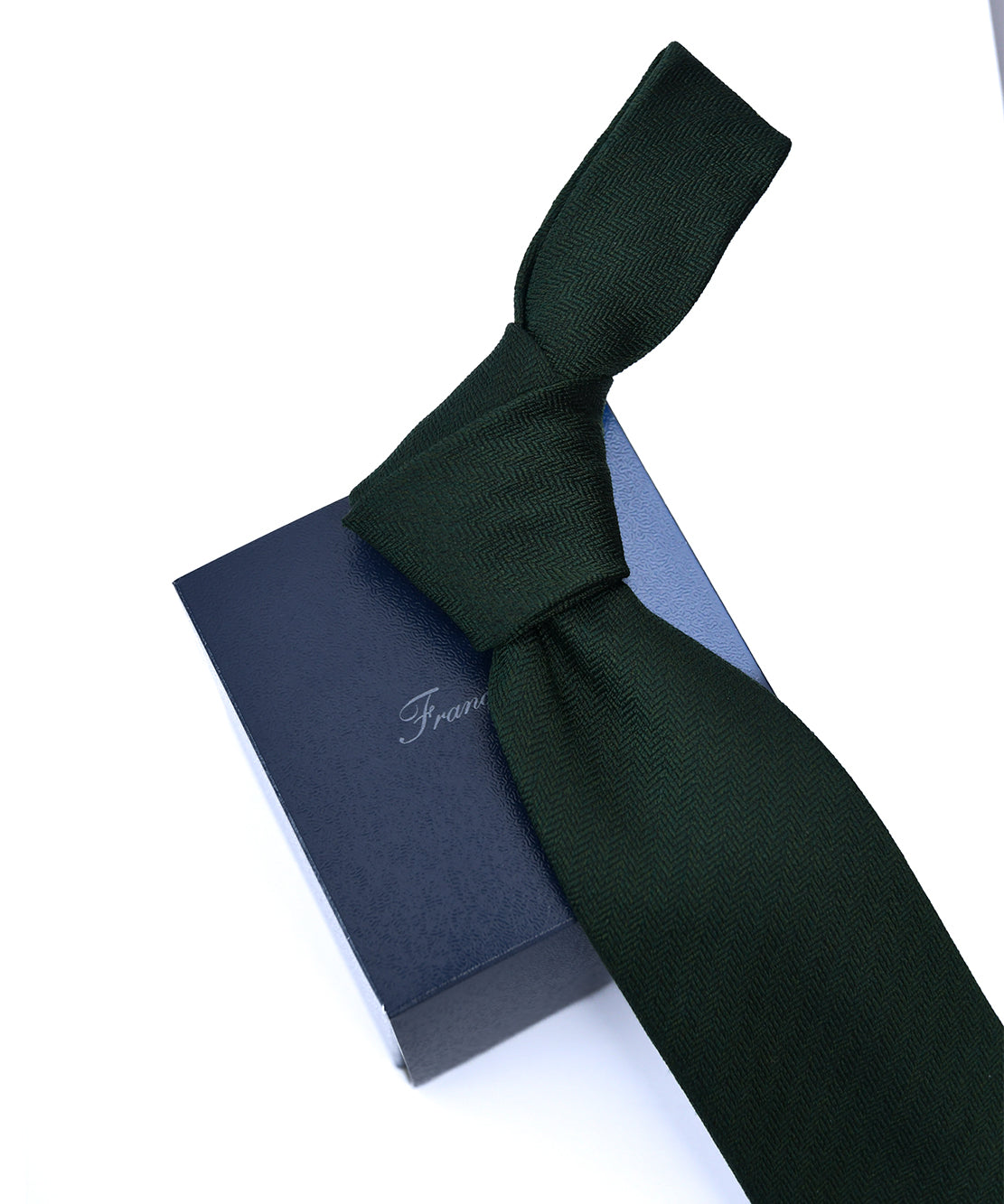 Franco spada (フランコスパダ) ミニヘリンボーン無地ネクタイ：ブリティッシュグリーン