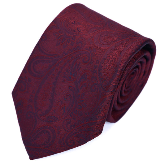 Franco spada ( フランコスパダ ) クラシック更紗ペーズリー無地調ネクタイ：ボルドー