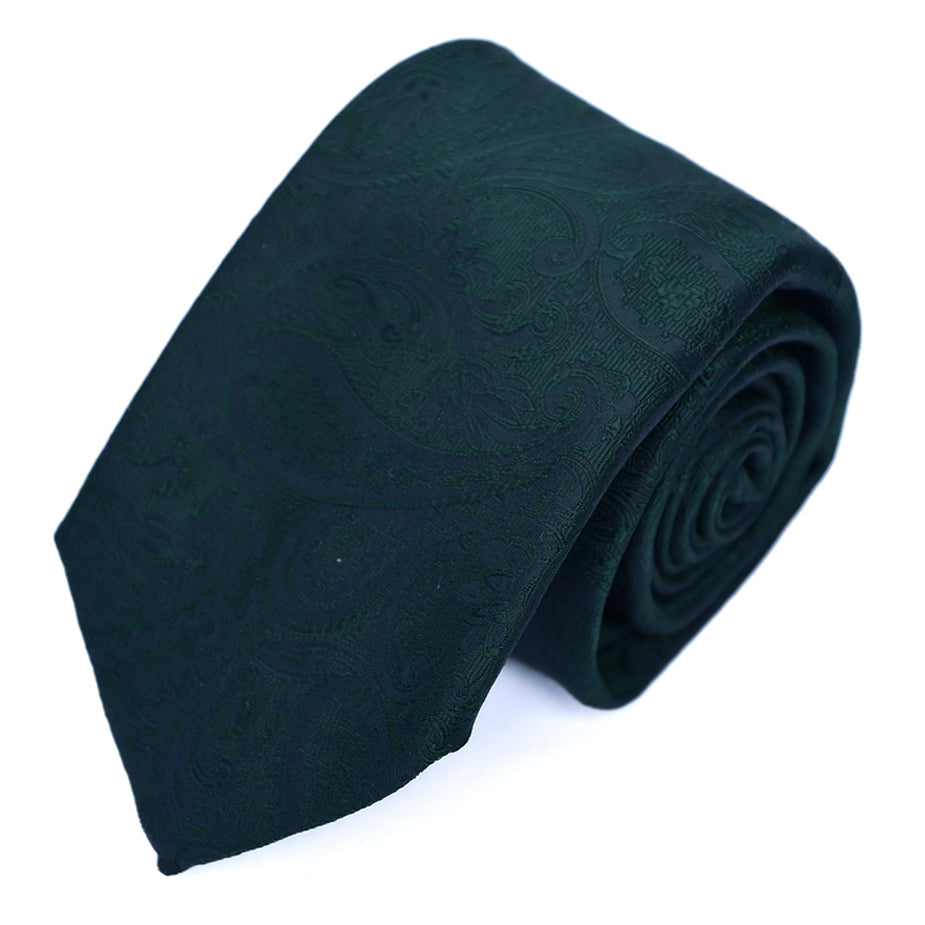 Franco spada ( フランコスパダ ) クラシック更紗ペーズリー無地調ネクタイ：ブリティッシュグリーン