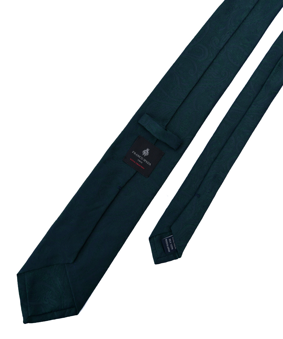 Franco spada ( フランコスパダ ) クラシック更紗ペーズリー無地調ネクタイ：ブリティッシュグリーン