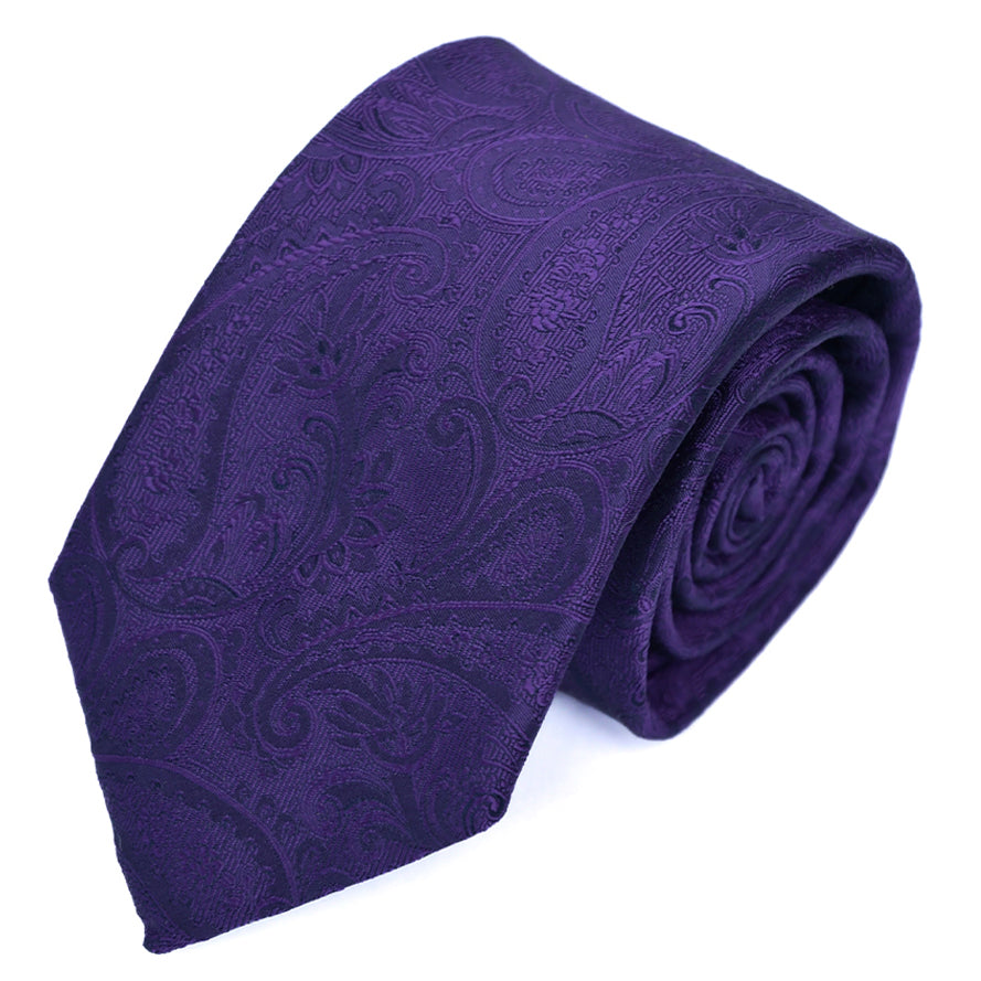 Franco spada ( フランコスパダ ) クラシック更紗ペーズリー無地調ネクタイ：ブリティッシュパープル