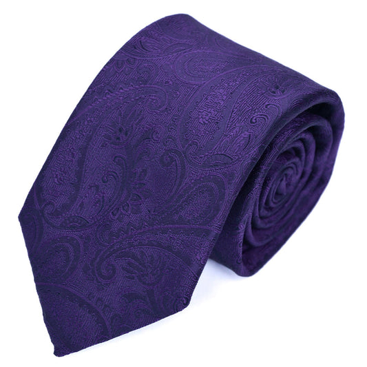 Franco spada ( フランコスパダ ) クラシック更紗ペーズリー無地調ネクタイ：ブリティッシュパープル