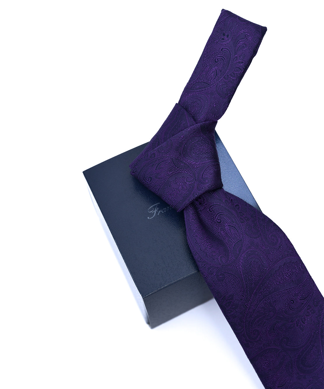 Franco spada ( フランコスパダ ) クラシック更紗ペーズリー無地調ネクタイ：ブリティッシュパープル