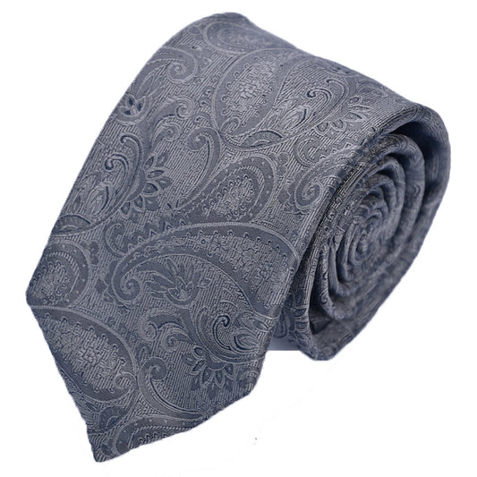 Franco spada (フランコスパダ) クラシック更紗ペーズリー無地調ネクタイ：ライトグレー