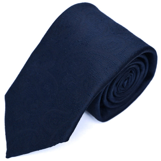 Franco Spada (フランコスパダ) クラシック更紗ペーズリー無地調ネクタイ：ミッドナイトネイビー