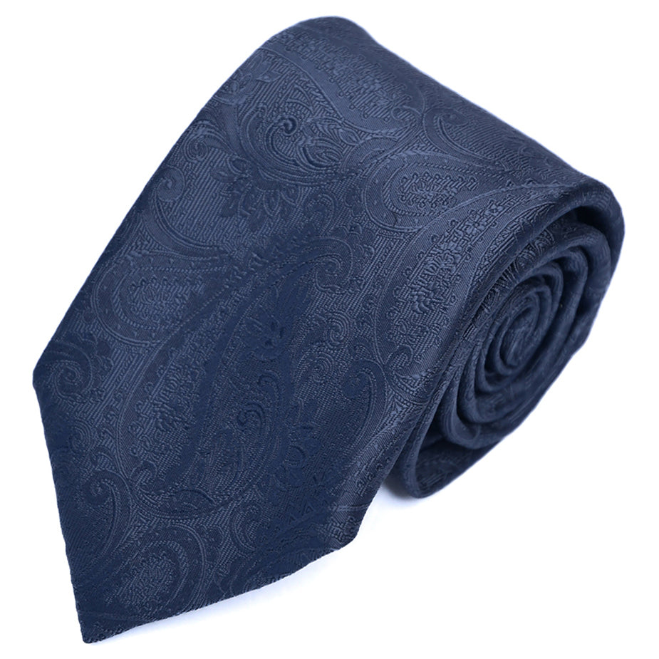 Franco spada ( フランコスパダ ) クラシック更紗ペーズリー無地調ネクタイ：スチールダークグレー