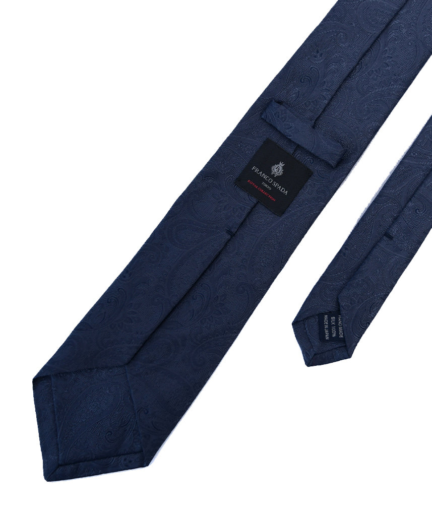 Franco spada ( フランコスパダ ) クラシック更紗ペーズリー無地調ネクタイ：スチールダークグレー