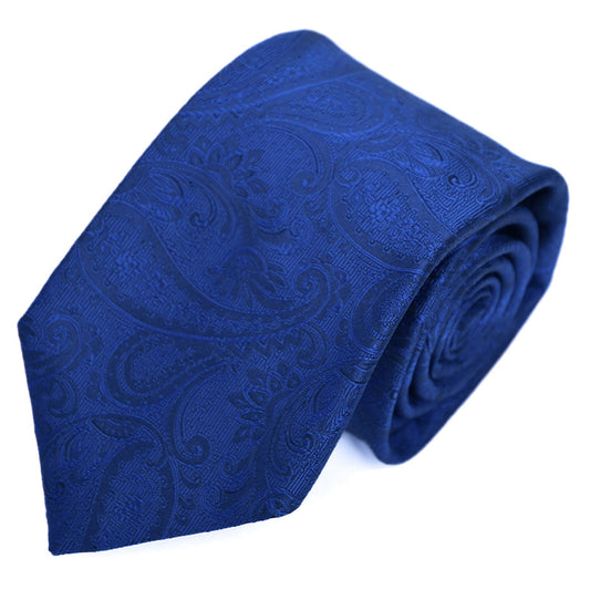 Franco spada ( フランコスパダ ) クラシック更紗ペーズリー無地調ネクタイ：ロイヤルダークブルー
