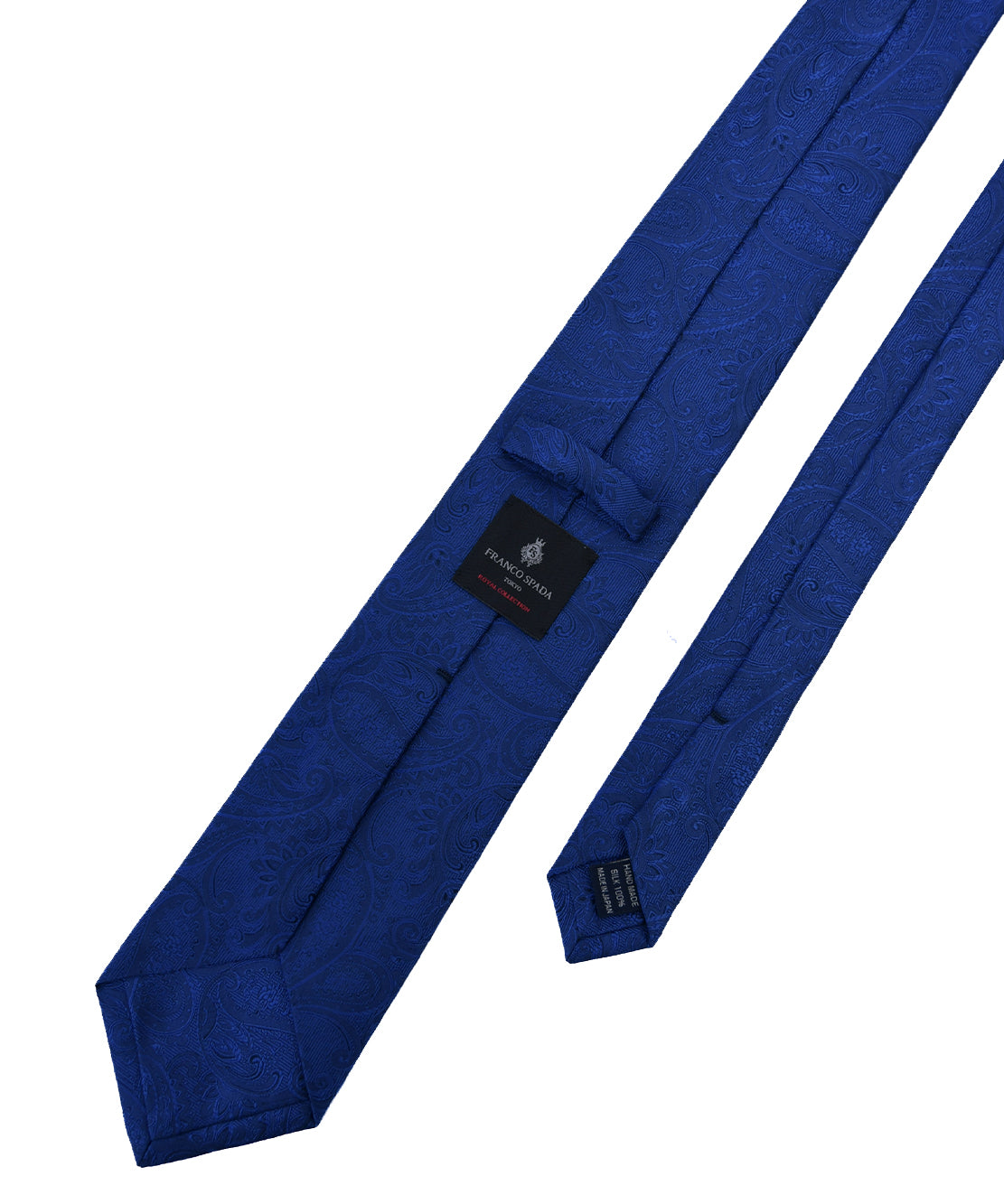 Franco spada ( フランコスパダ ) クラシック更紗ペーズリー無地調ネクタイ：ロイヤルダークブルー