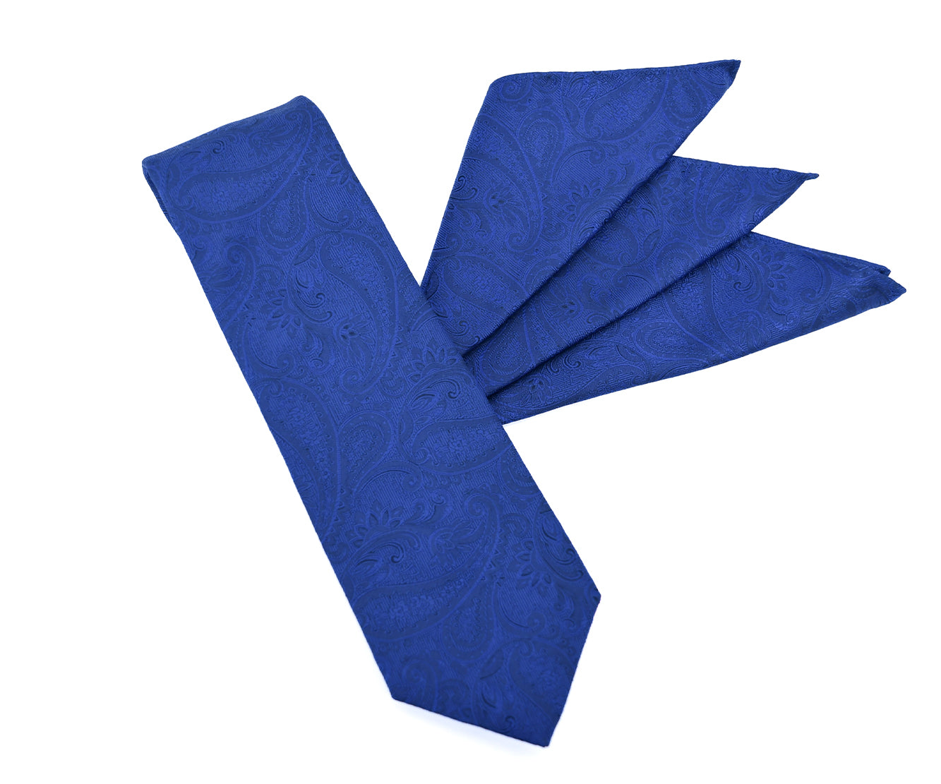 Franco Spada ( フランコスパダ ) クラシック更紗ペーズリー無地調ポケットチーフ：ロイヤルダークブルー