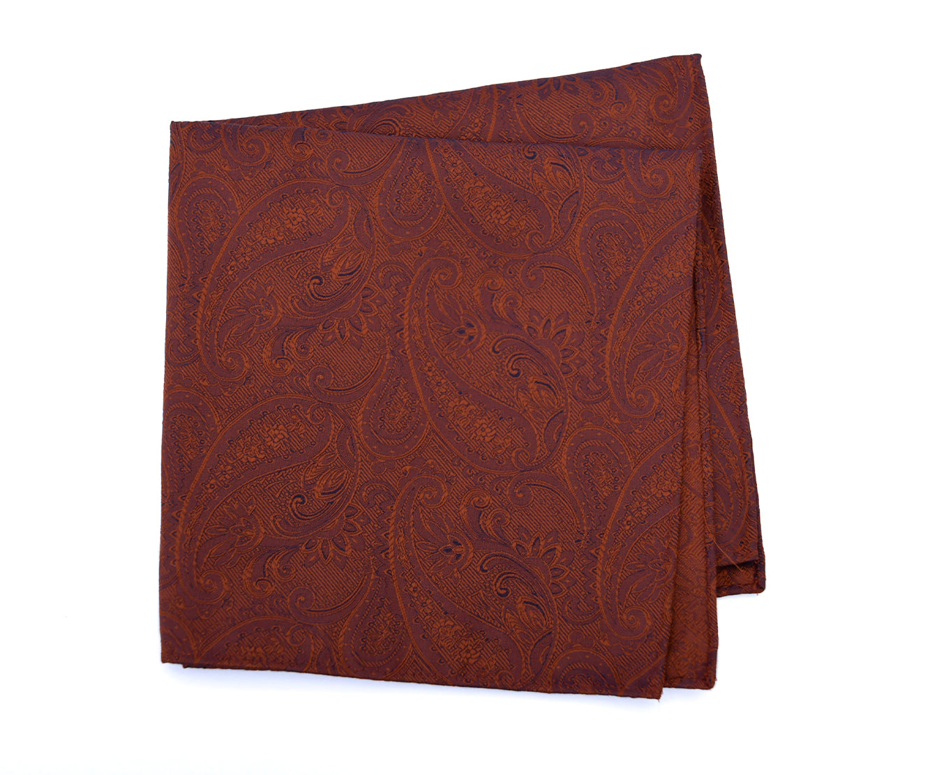 Franco Spada ( フランコスパダ )クラシック更紗ペーズリー無地調ポケットチーフ ：ダスティオレンジ