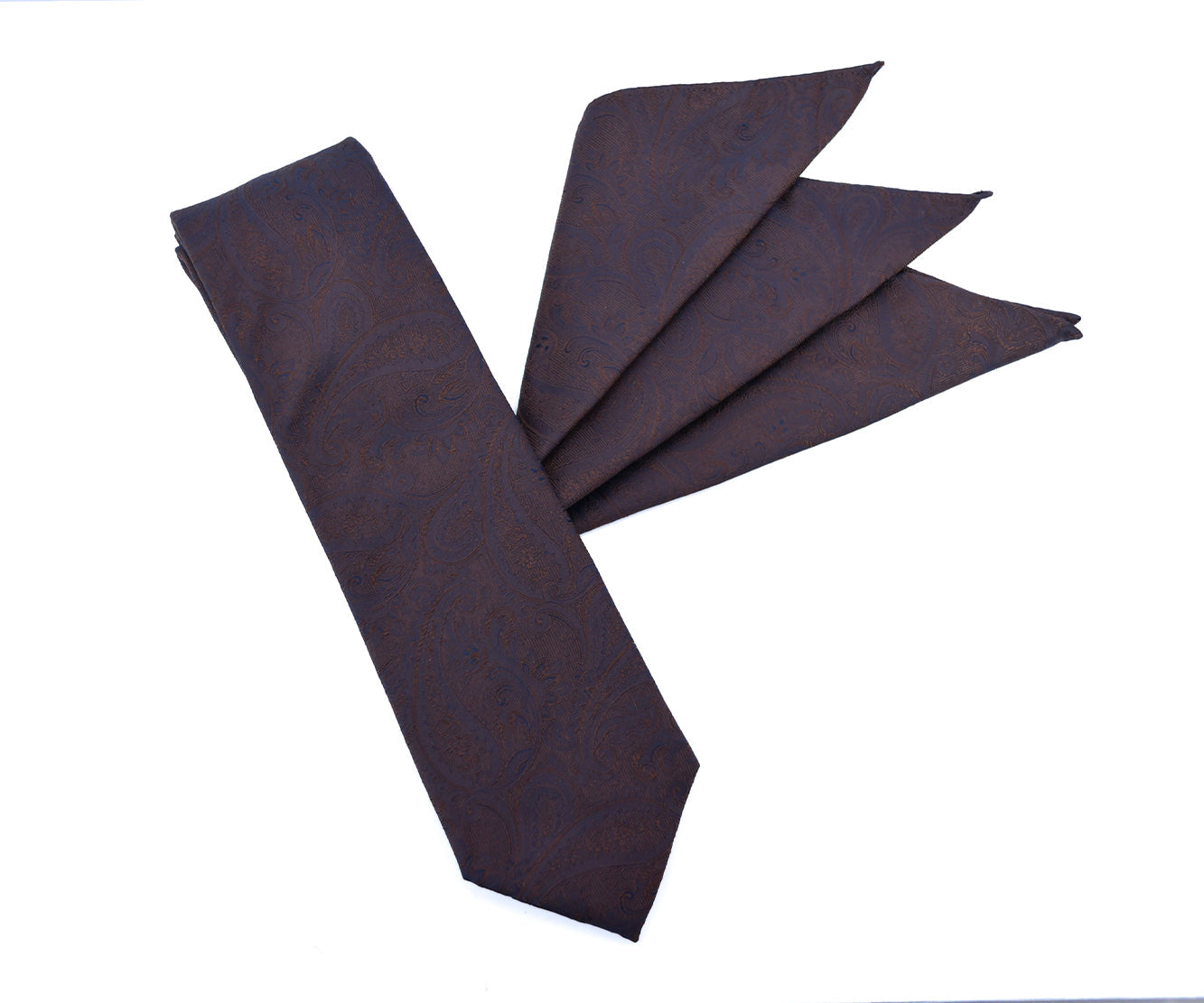 Franco Spada ( フランコスパダ ) クラシック更紗ペーズリー無地調ポケットチーフ：ブラウン