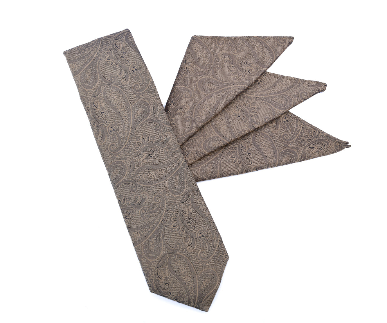 Franco Spada ( フランコスパダ )クラシック更紗ペーズリー無地調ポケットチーフ ：シャンパンゴールド