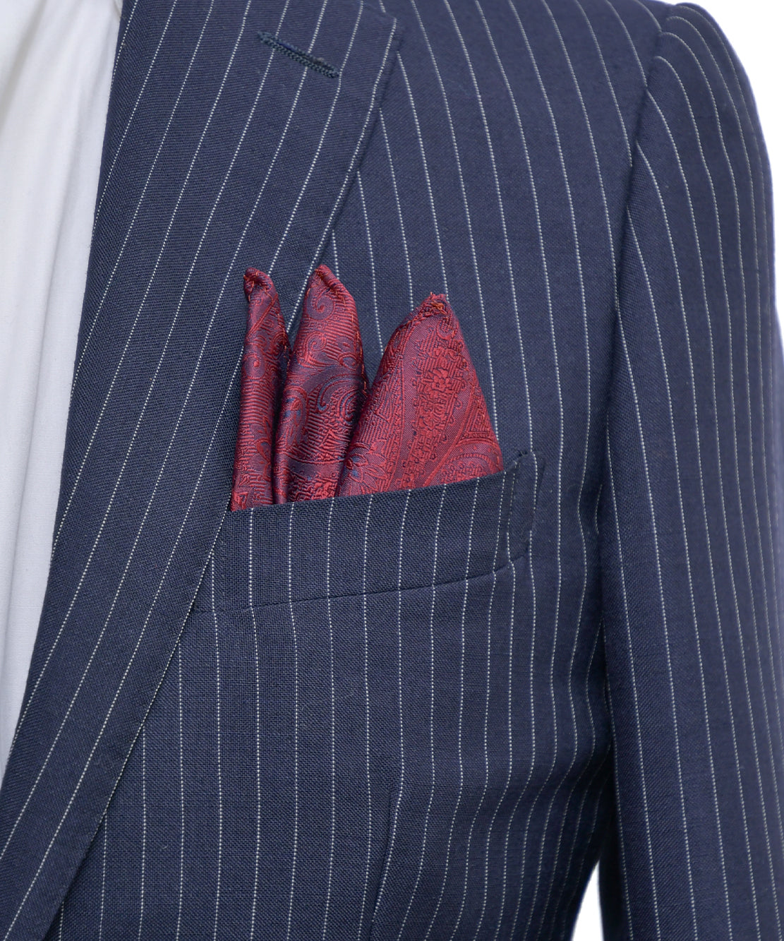 Franco Spada ( フランコスパダ ) クラシック更紗ペーズリー無地調ポケットチーフ：ボルドー