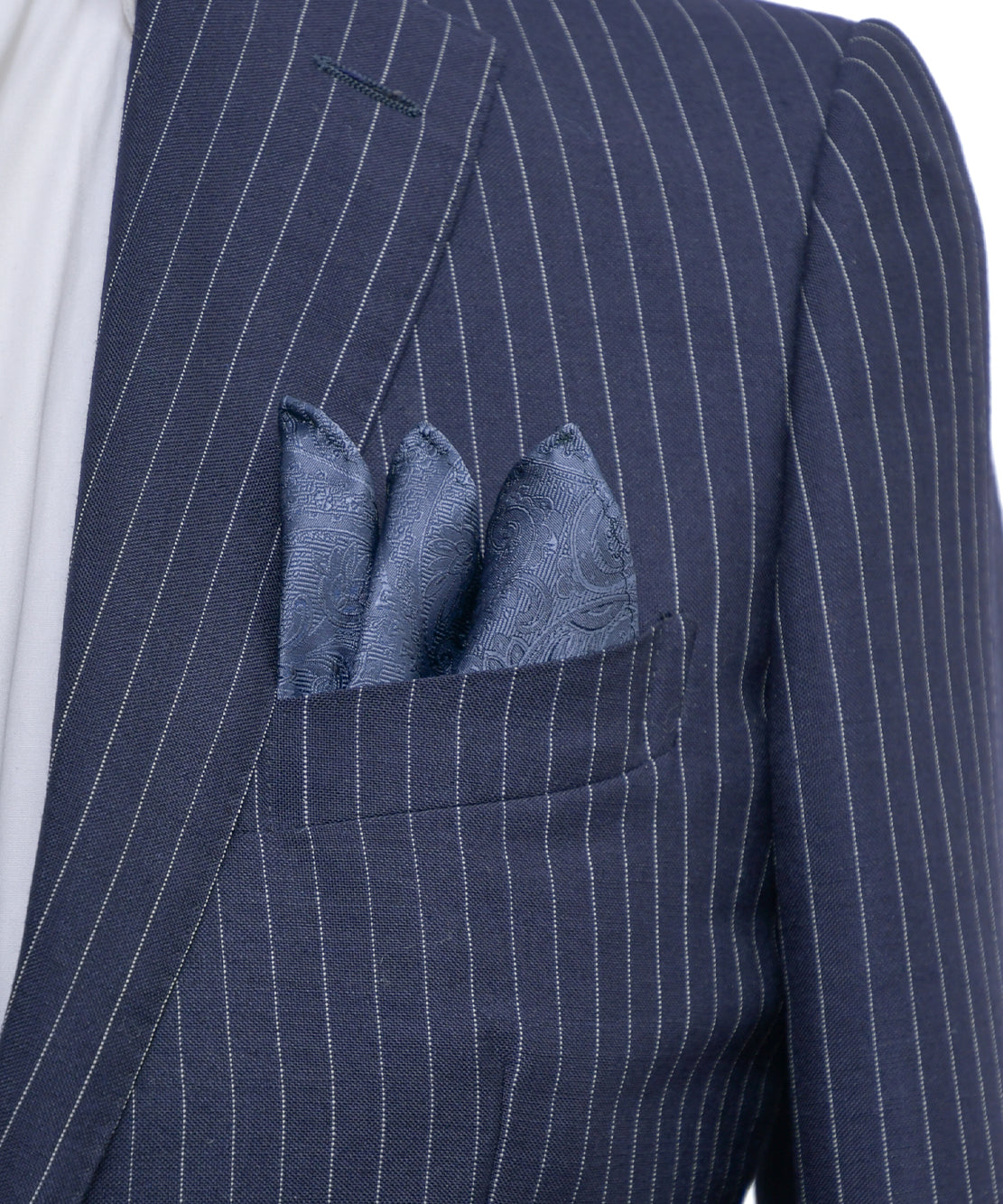 Franco Spada ( フランコスパダ ) クラシック更紗ペーズリー無地調ポケットチーフ：スチールグレー)