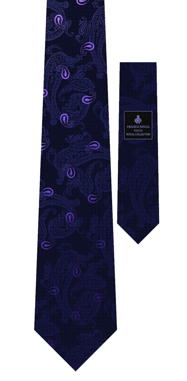 Franco Spada ( フランコスパダ ) 12色パネルグラデーションジャガードネクタイ：ネイビー×パープル