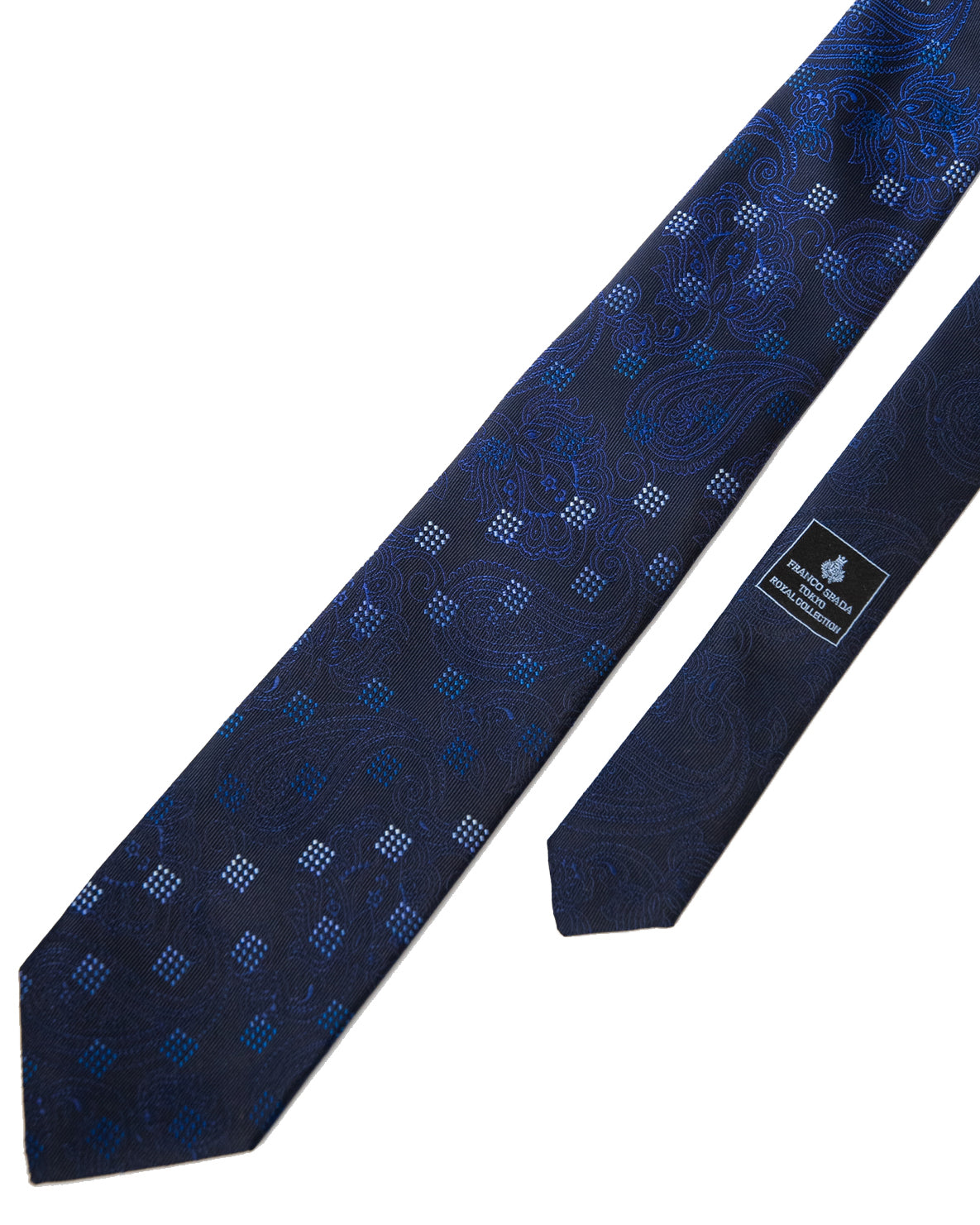 Franco Spada ( フランコスパダ ) 12色パネルグラデーションジャガードネクタイ：ネイビー×ブルー