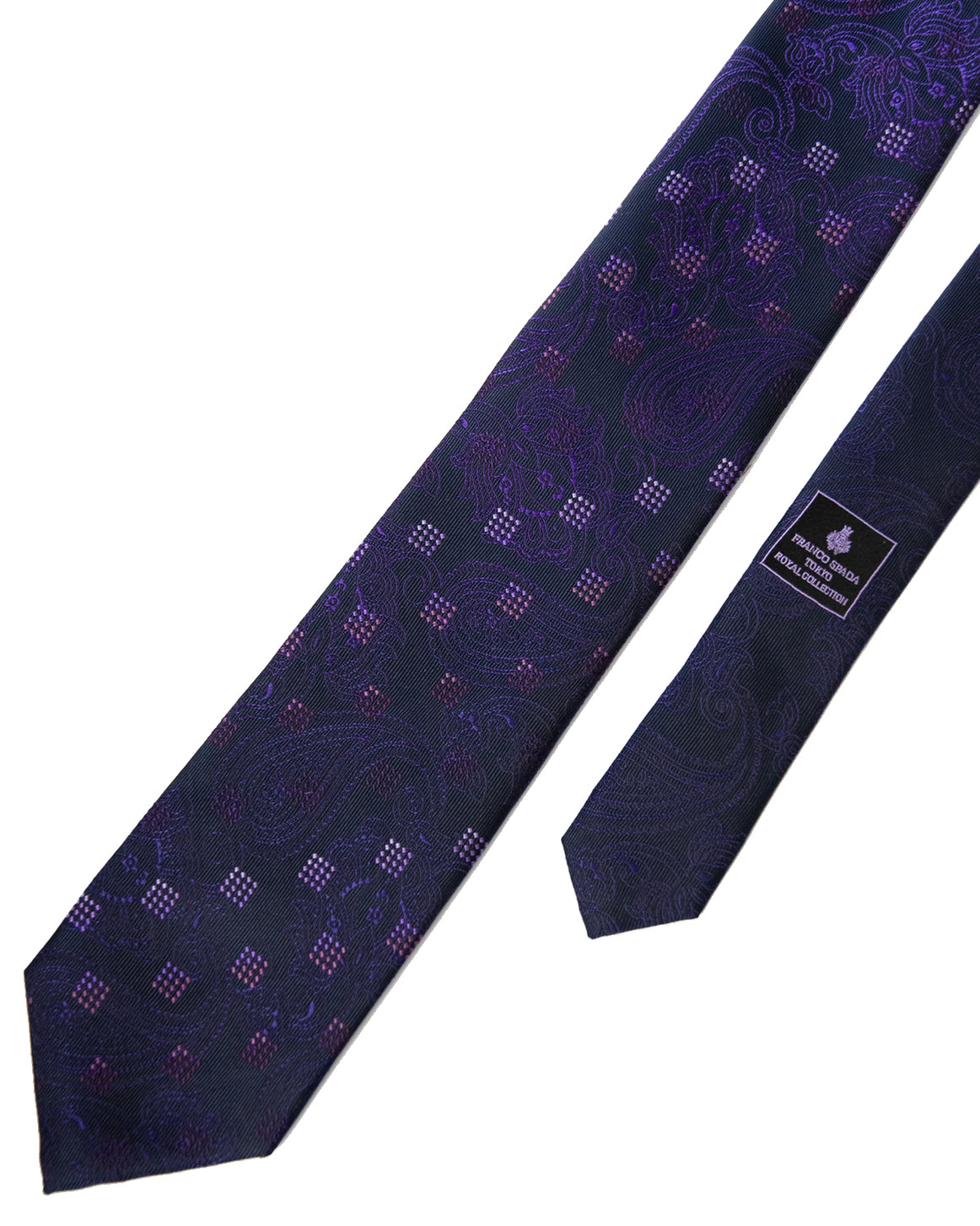 Franco Spada ( フランコスパダ )  12色パネルグラデーションジャガードネクタイ：ネイビー×パープル