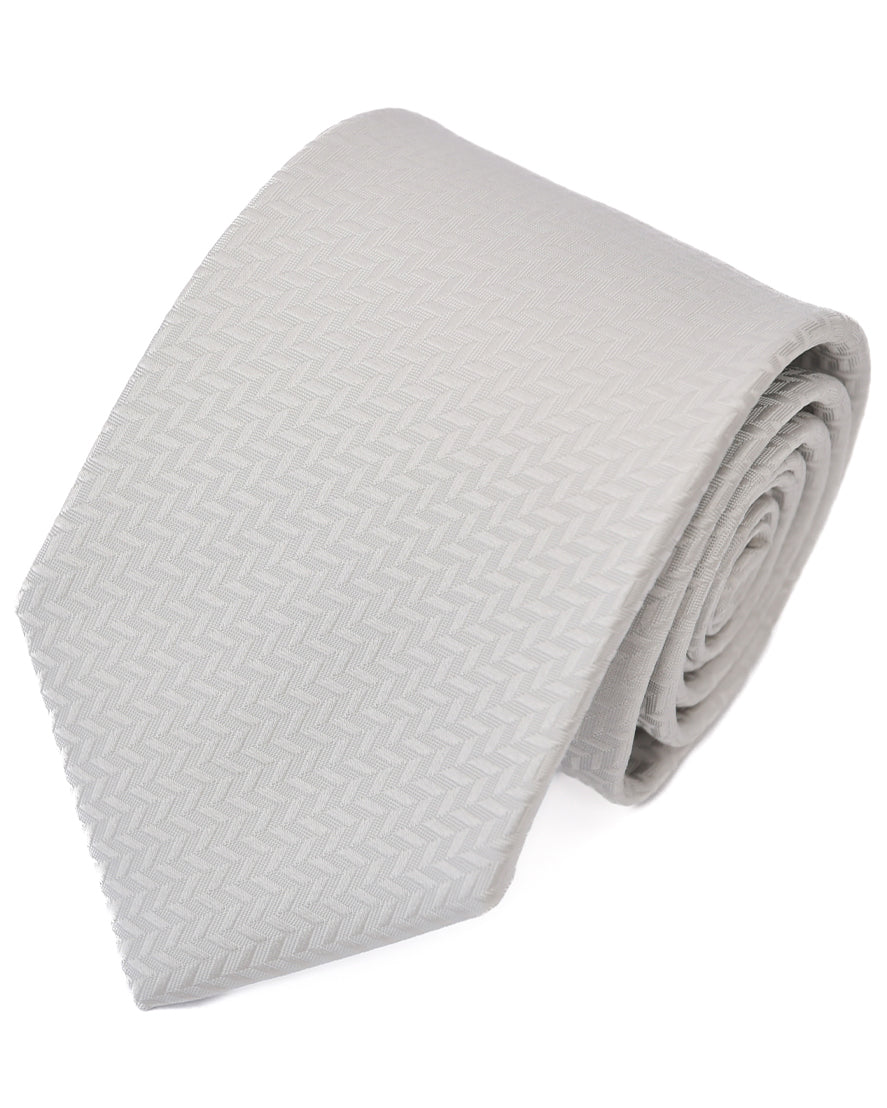 Franco Spada ( フランコスパダ ) マイクロヘリンボーン無地フォーマルネクタイ：シルバー