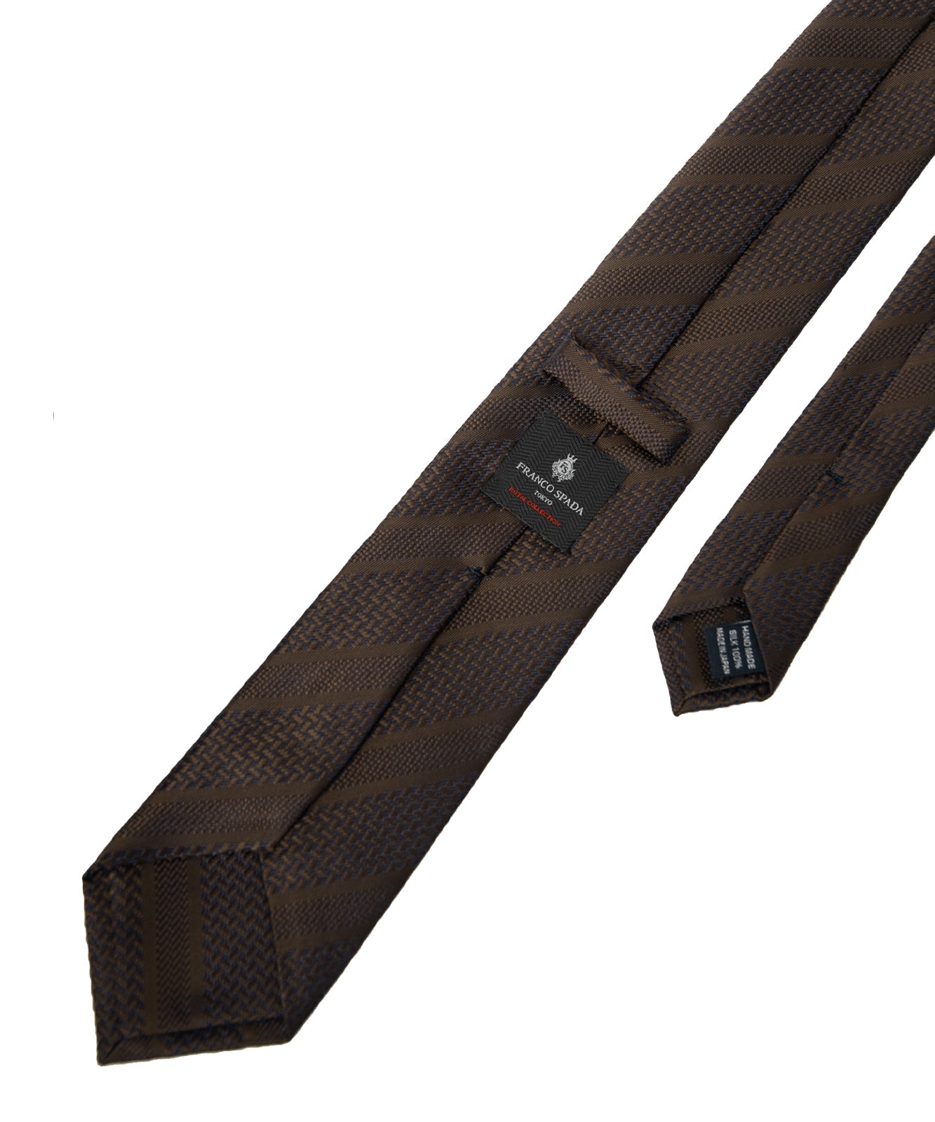 Franco Spada ( フランコスパダ ) ヴィンテージ無地調ストライプネクタイ：レトロブラウン