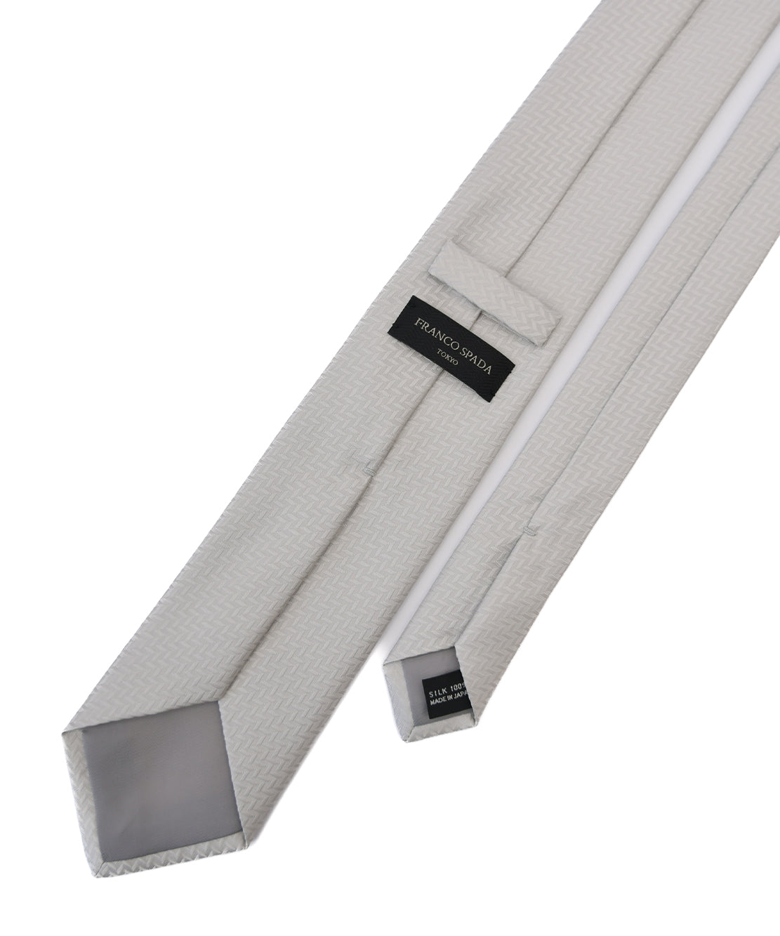 Franco Spada ( フランコスパダ ) マイクロヘリンボーン無地フォーマルネクタイ：シルバー