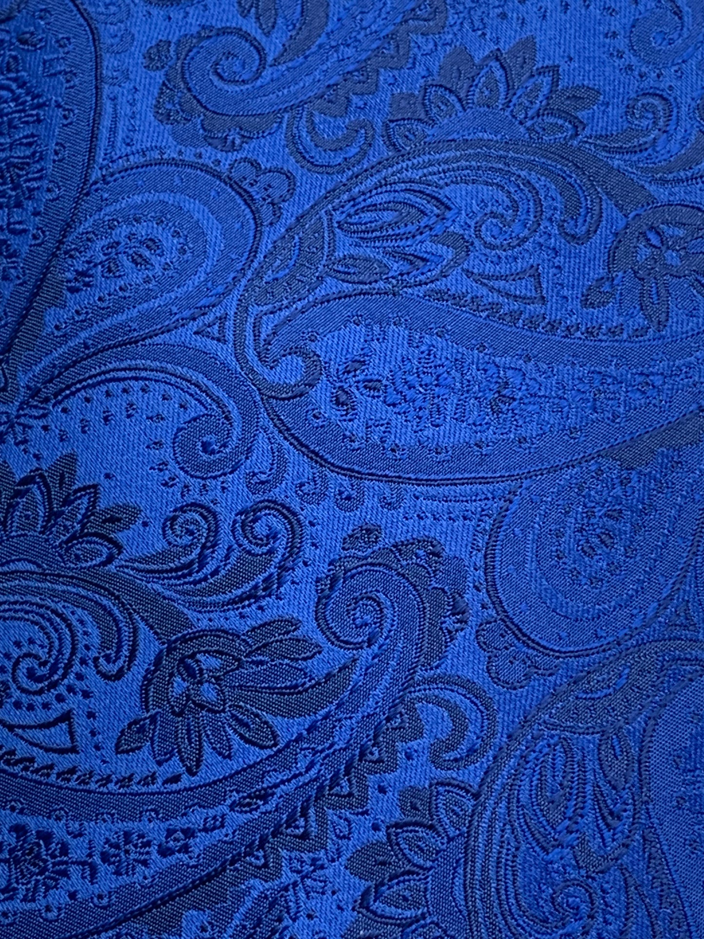 AZZURRO （アズーロ)新更紗ペーズリー無地調ジャガードネクタイ：ロイヤルブルー