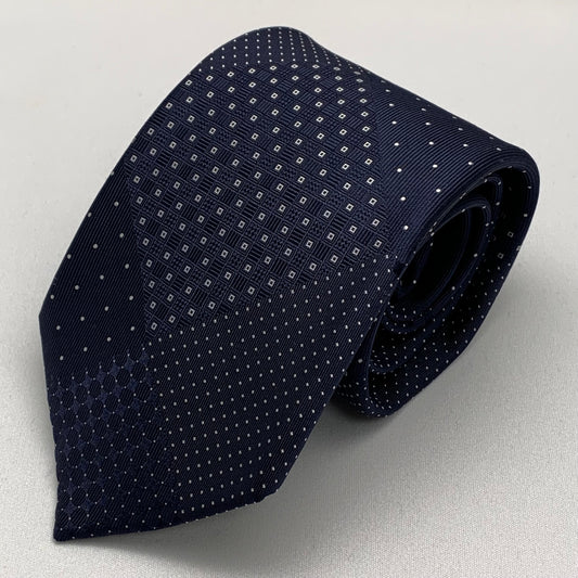 Franco Spada ( フランコスパダ )ドット✕マイクロパッチワークJQネクタイ：ネイビー×ホワイト