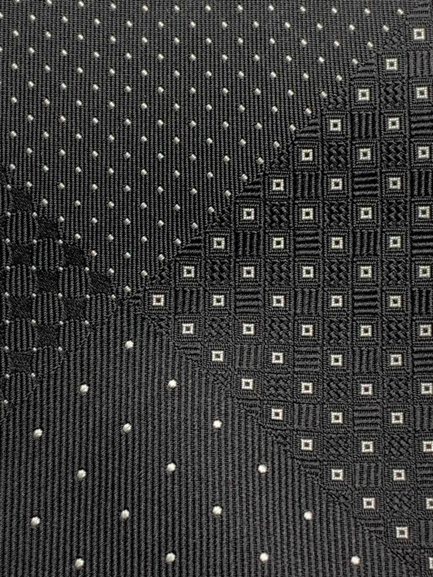 Franco Spada ( フランコスパダ )ドット✕マイクロパッチワークJQネクタイ：ブラック×ホワイト