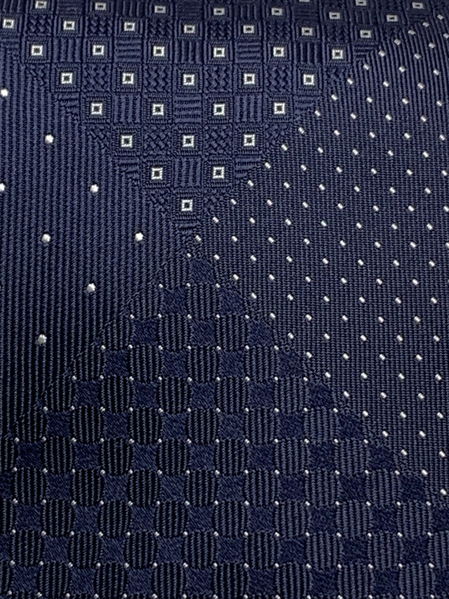 Franco Spada ( フランコスパダ )ドット✕マイクロパッチワークJQネクタイ：ネイビー×ホワイト