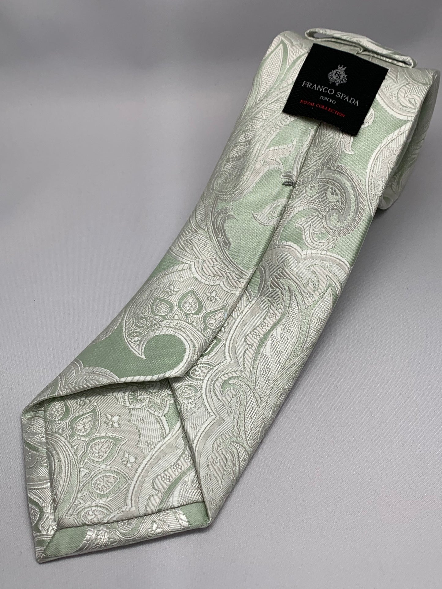 Franco Spada ( フランコスパダ ) NEW SOLID COLOR FORMAL TIE( 大更紗ペーズリー無地調パステルカラーネクタイ)：ペールグリーン