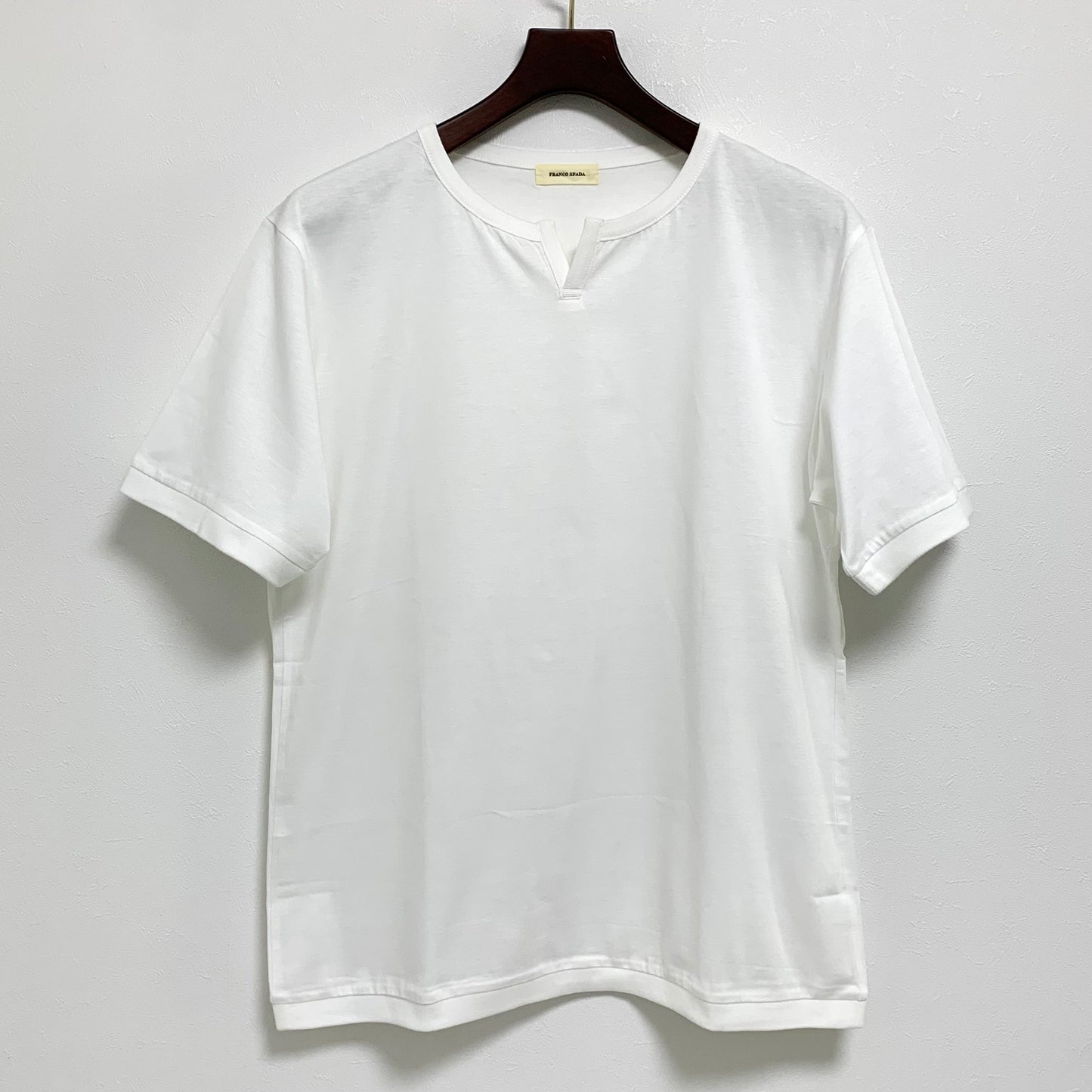 Franco Spada ( フランコスパダ ) Premium T-shirt model ②（浅V ネックヘンリー）：ホワイト