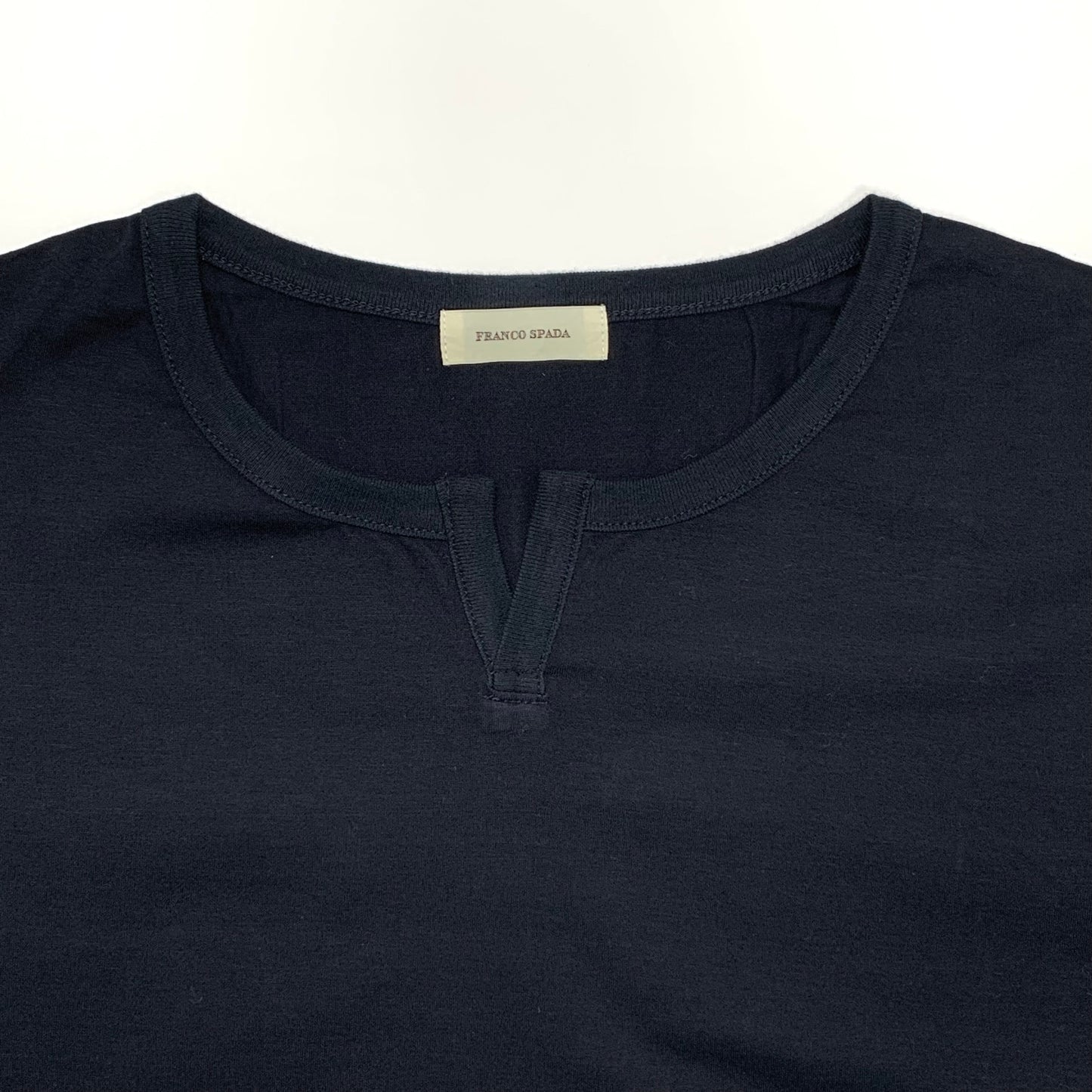 Franco Spada ( フランコスパダ ) Premium T-shirt model ②（浅V ネックヘンリー）：ネイビー