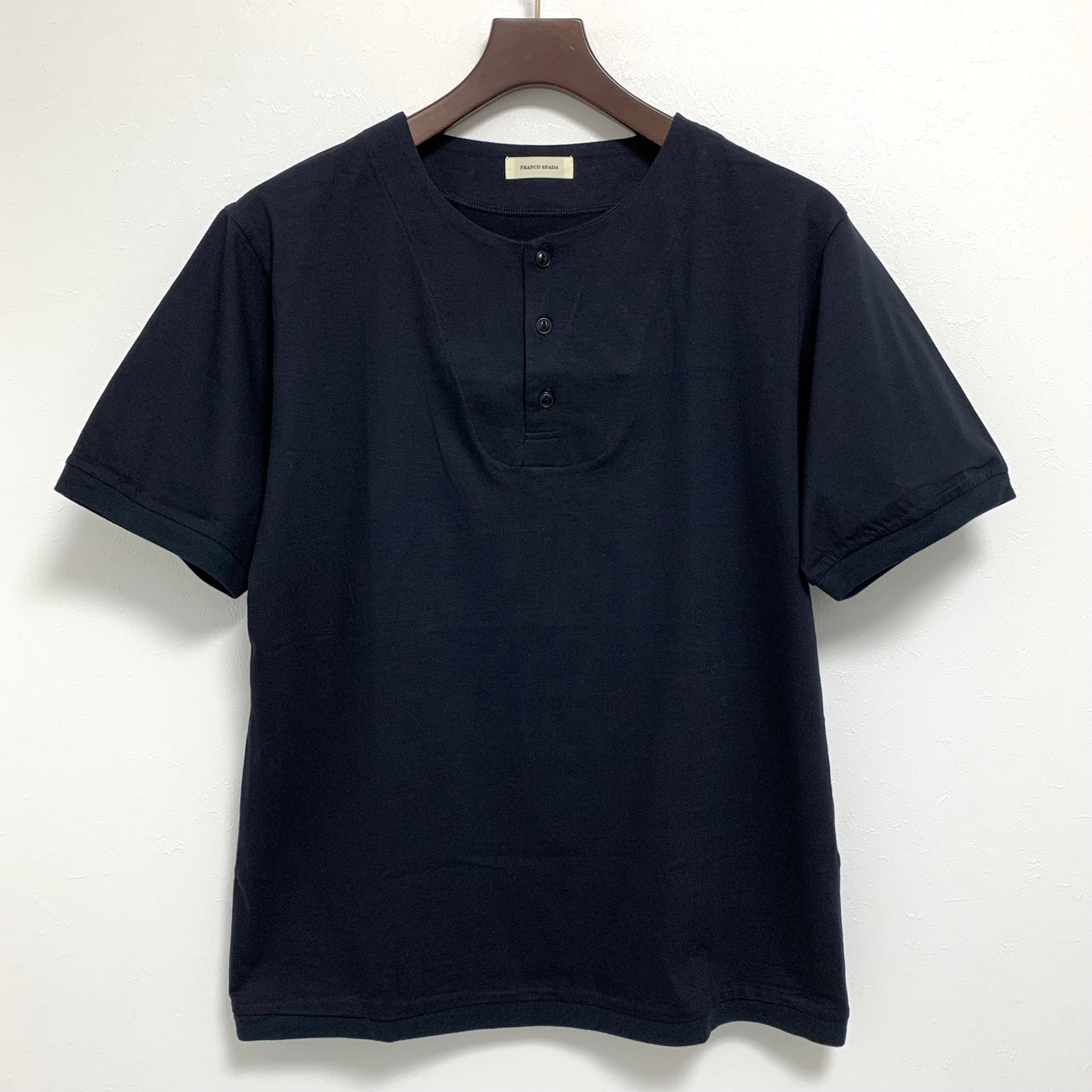 Franco Spada ( フランコスパダ ) Premium T-shirt model ①（襟前立て・裏前立てヘンリーネック）：ネイビー