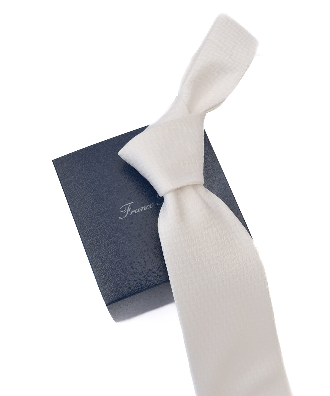 Franco Spada ( フランコスパダ ) マイクロヘリンボーン無地フォーマルネクタイ：白