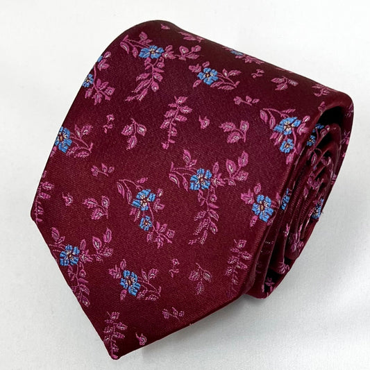 Franco Spada ( フランコスパダ )  フレンチヴィンテージフラワージャガードネクタイ： ワインレッド
