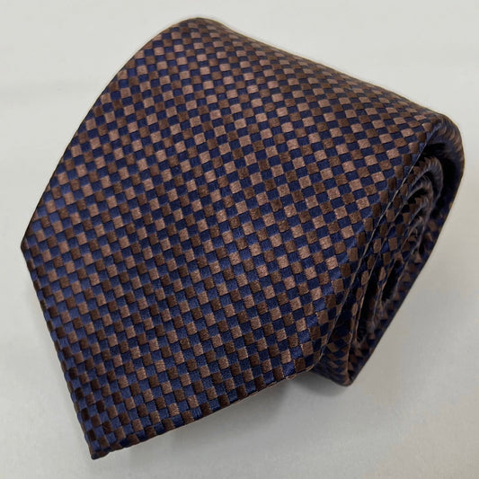 AZZURRO（アズーロ） 新大バスケットグラデーション無地調ジャガードネクタイ：ダークブラウン×ブラウン