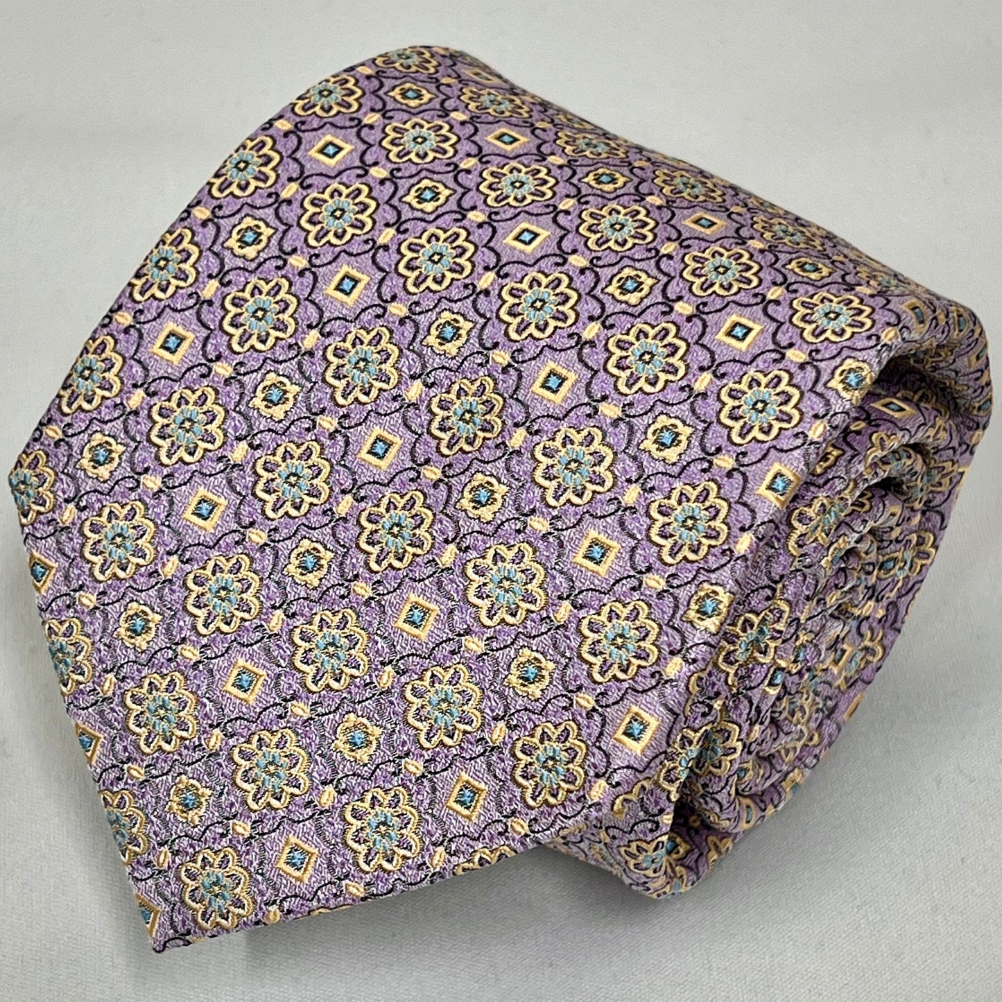 Franco Spada ( フランコスパダ )  フレンチヴィンテージメダリオンジャガードネクタイ２： パープル×グリーン